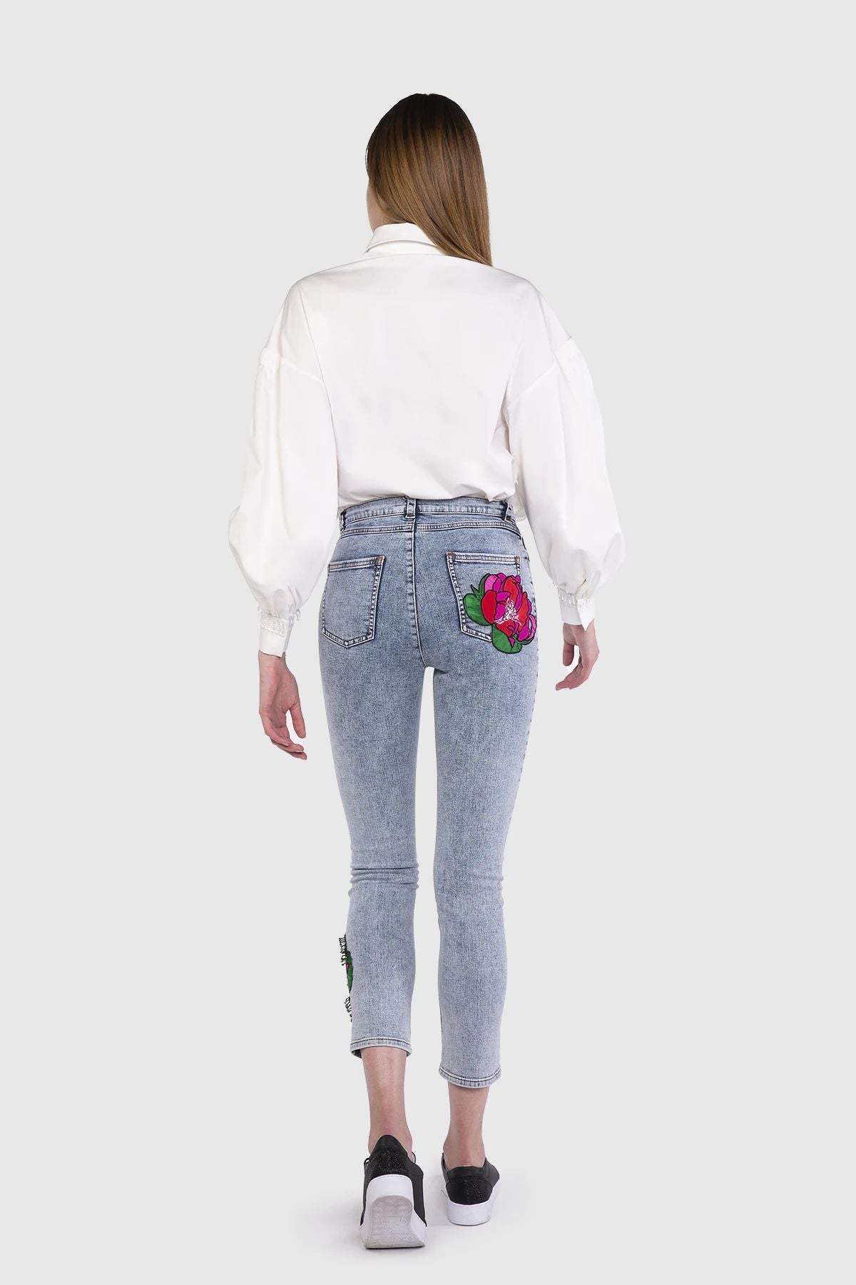 Aplikeli Skinny Jean Pantolon