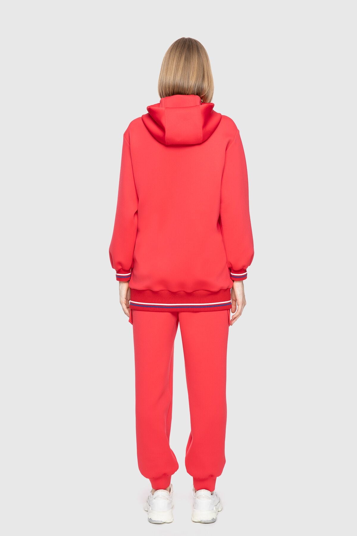 Triko Detaylı Kapusonlu Baskılı Sweatshirt