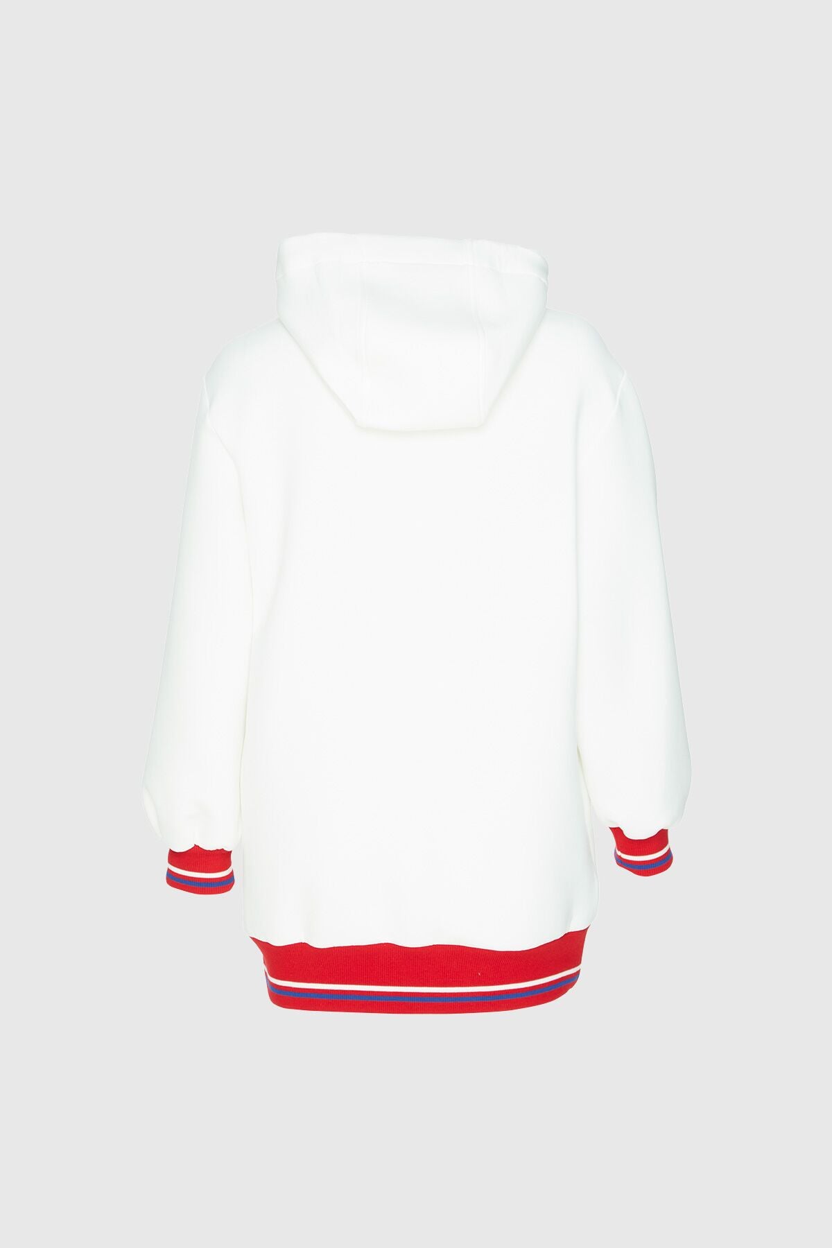 Triko Detaylı Kapusonlu Baskılı Sweatshirt