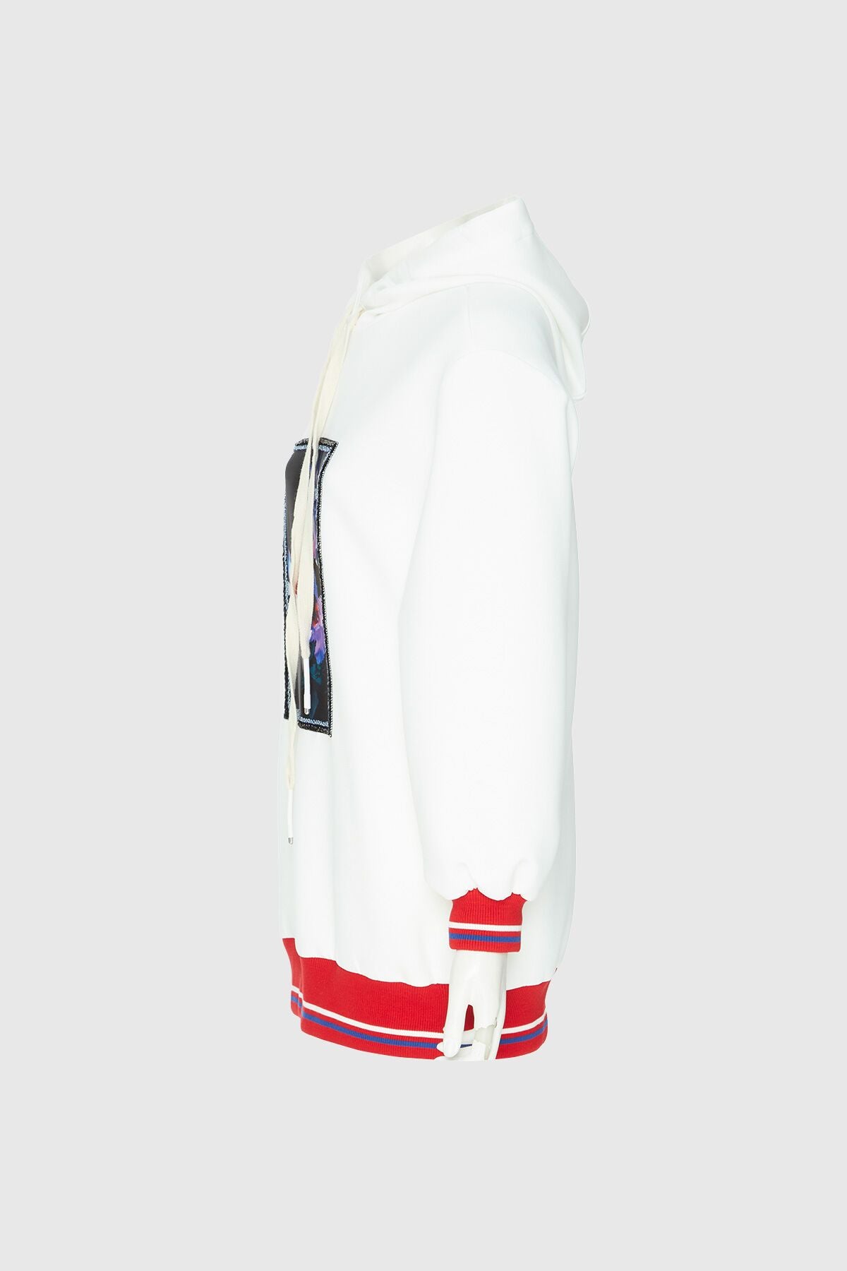 Triko Detaylı Kapusonlu Baskılı Sweatshirt