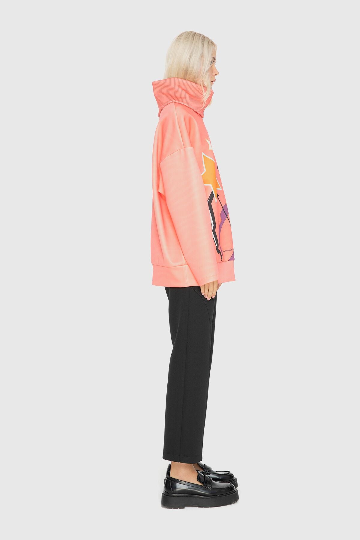 Baskılı Balikçi Yaka Sweatshirt