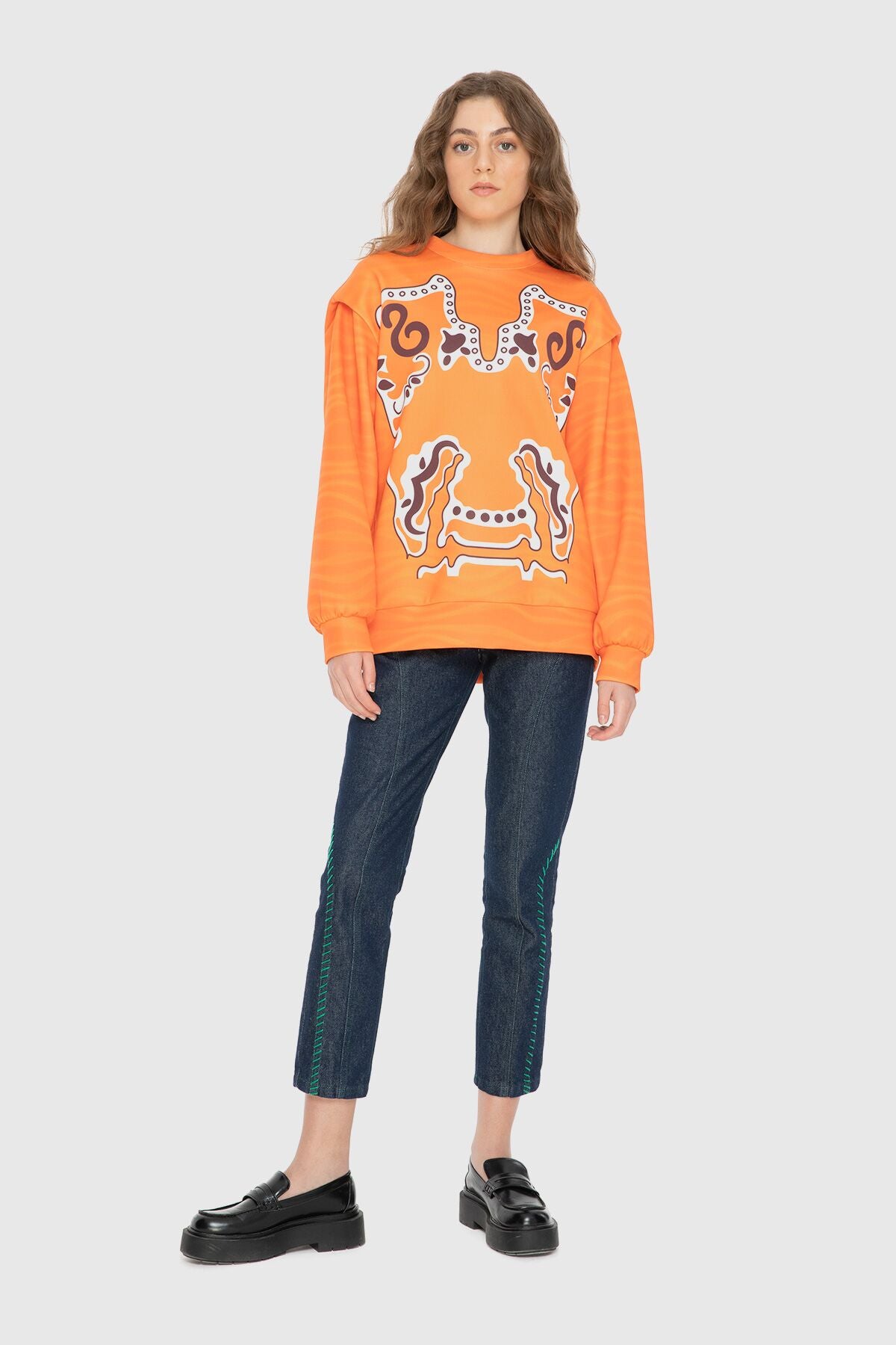Baskı Ve Vatka Detaylı Sweatshirt