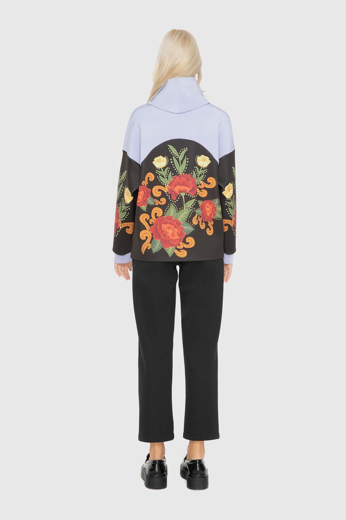 Baskılı Balikçi Yaka Sweatshirt