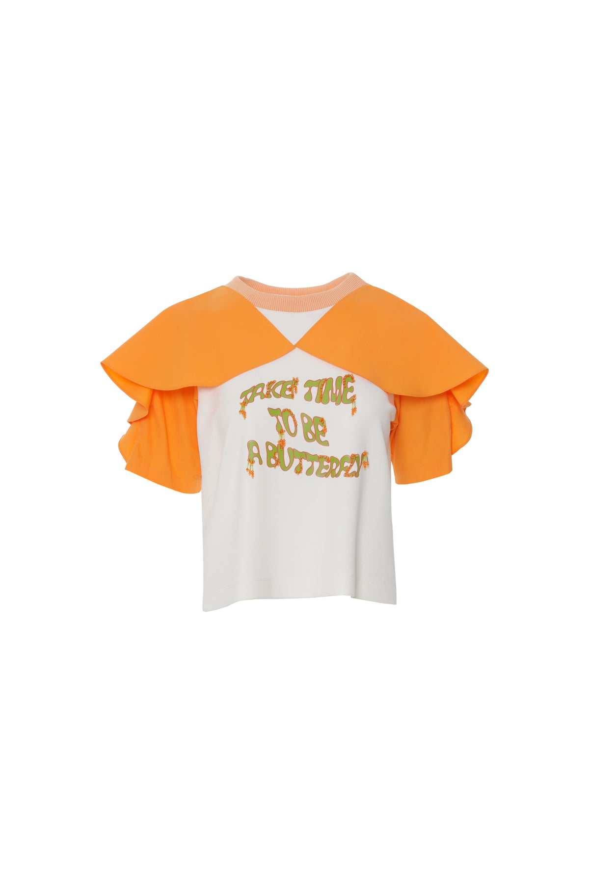 Kol Detaylı Özel Yazı Baskılı İşlemeli Tshirt