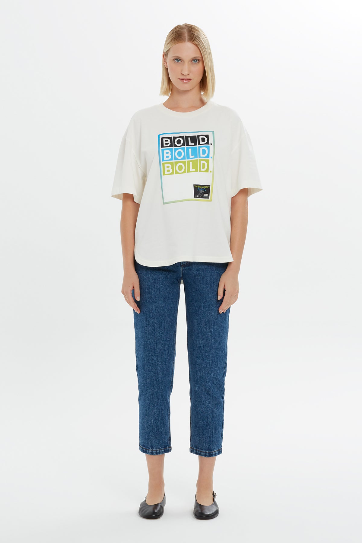 Slogan Baskılı Kısa Kollu Tshirt