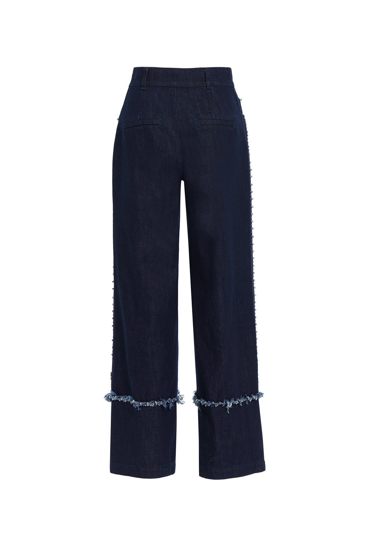 Nakış Ve İşleme Detaylı Geniş Paça Denim Pantolon