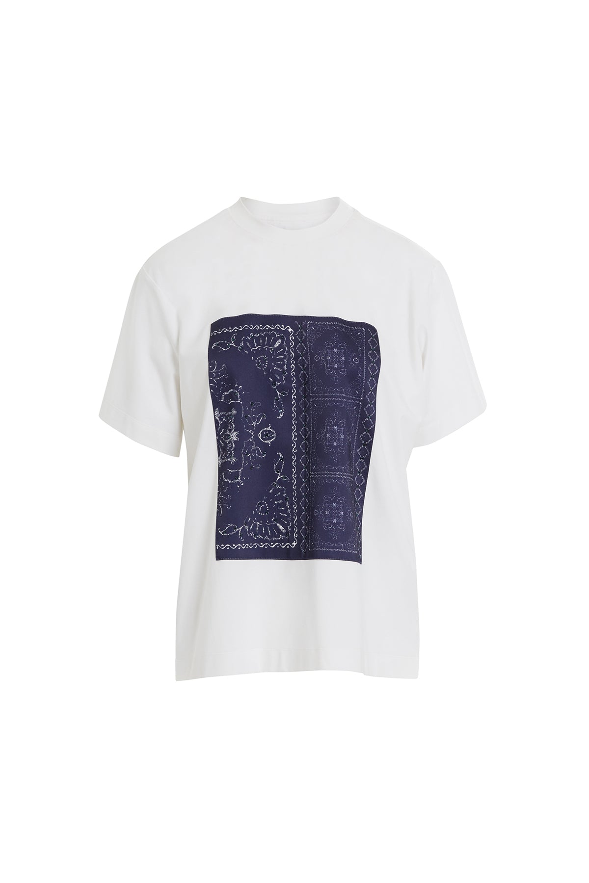 Önü Pano Desenli Garnili Yarım Kollu Klasik Tshirt