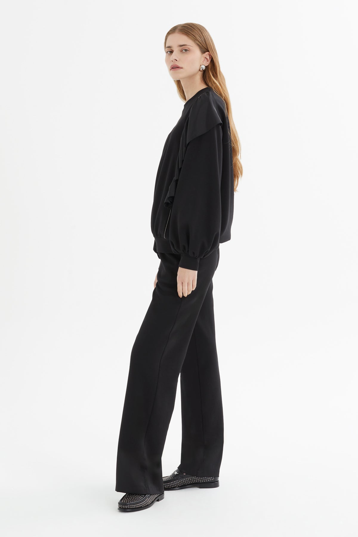 Kolları Fırfır Detaylı Sweatshirt Pantolon Takım