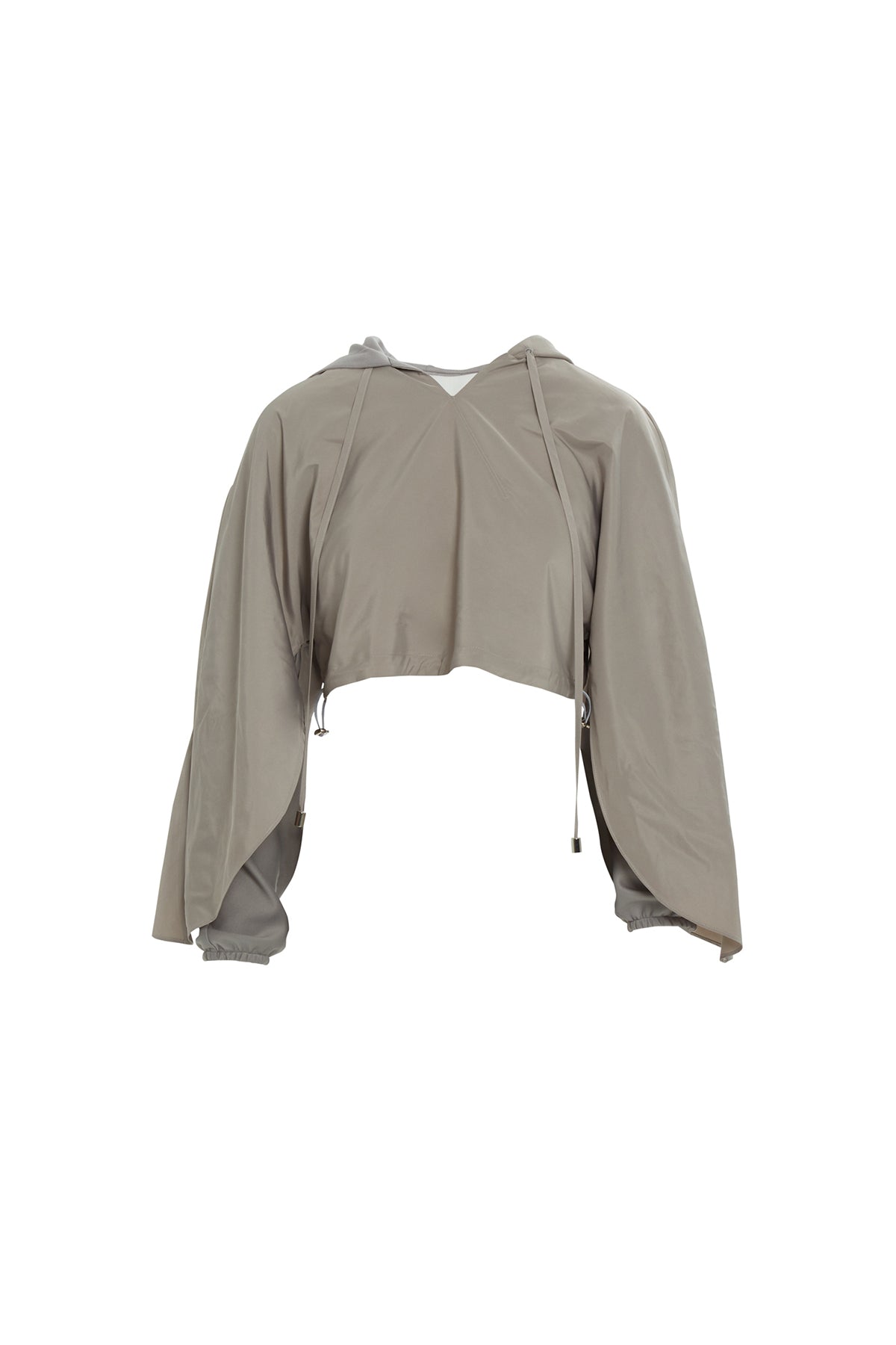 Kapüşonlu Büzgü Detaylı Crop Sweatshirt