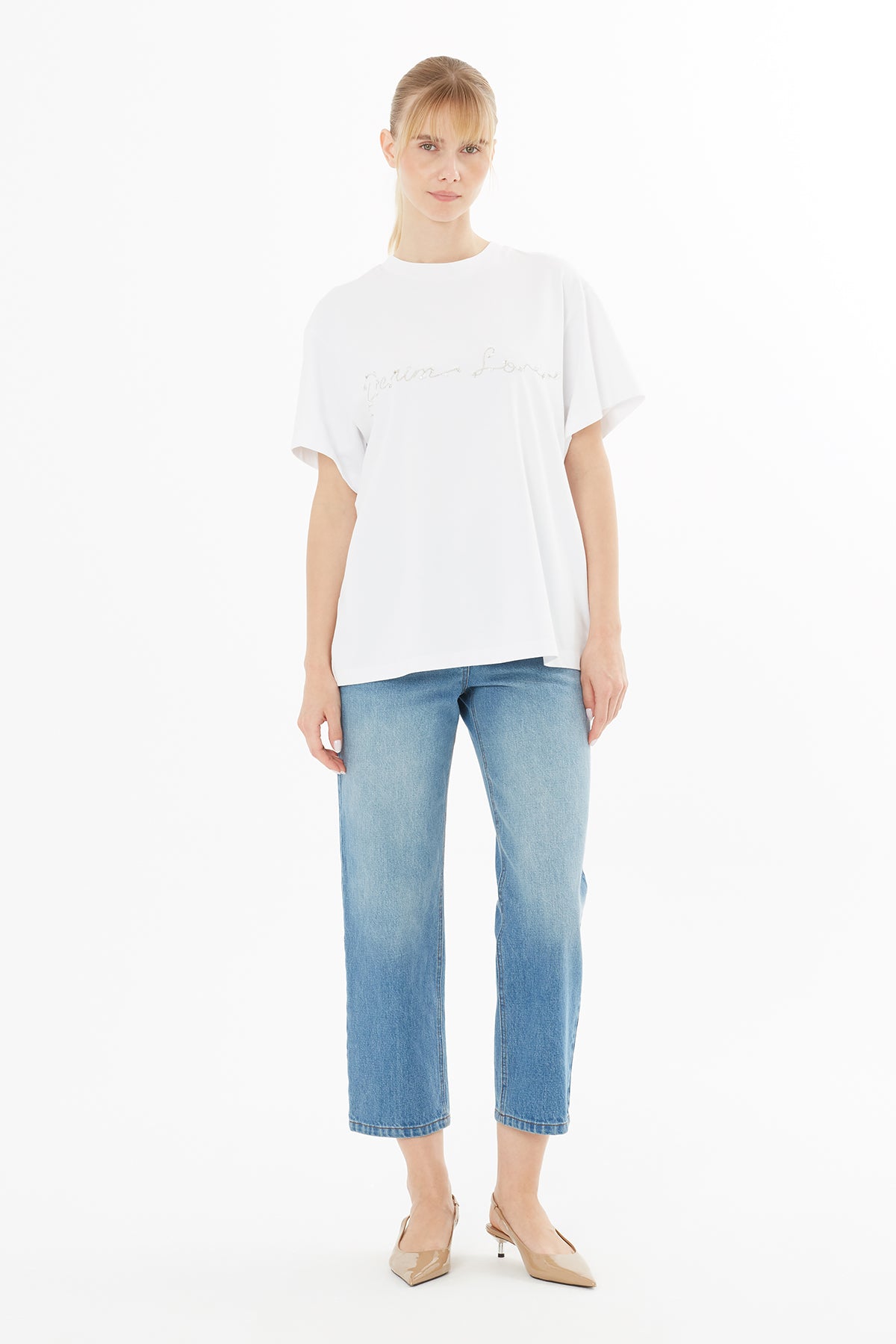 Simli Nakışlı T-Shirt