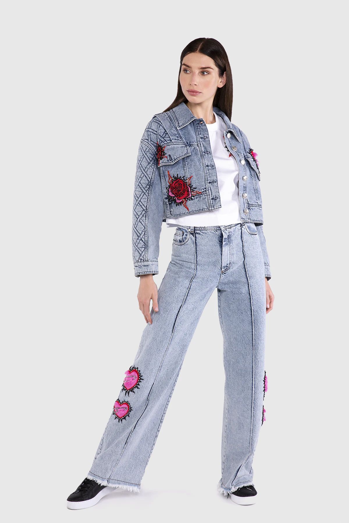 Kapitone Crop Jean Ceket