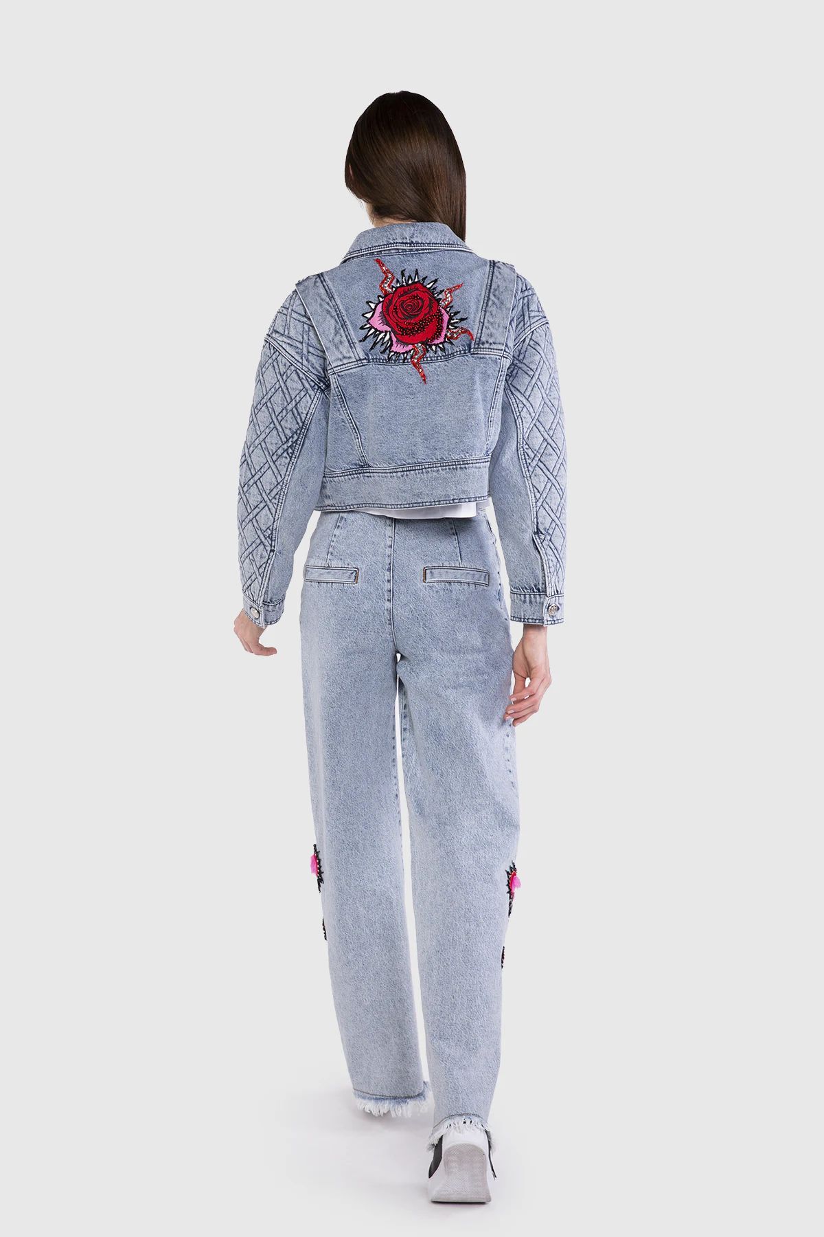 Kapitone Crop Jean Ceket