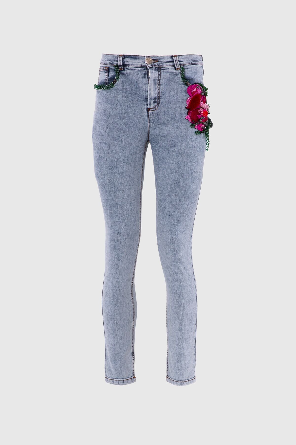 Kürk Aplike Skinny Jean