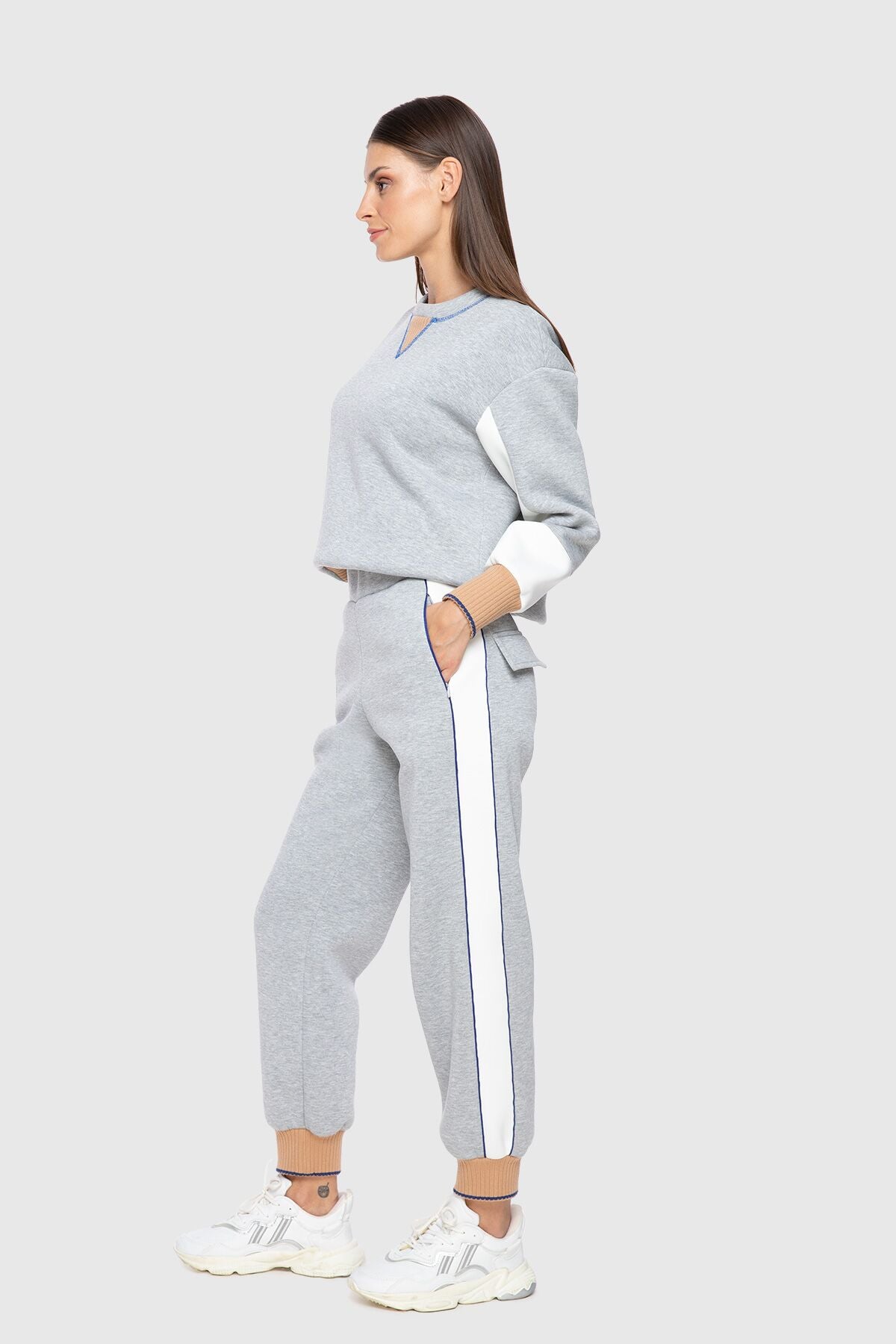 Yanı Şerit Detaylı Triko Bantlı Jogger Pantolon