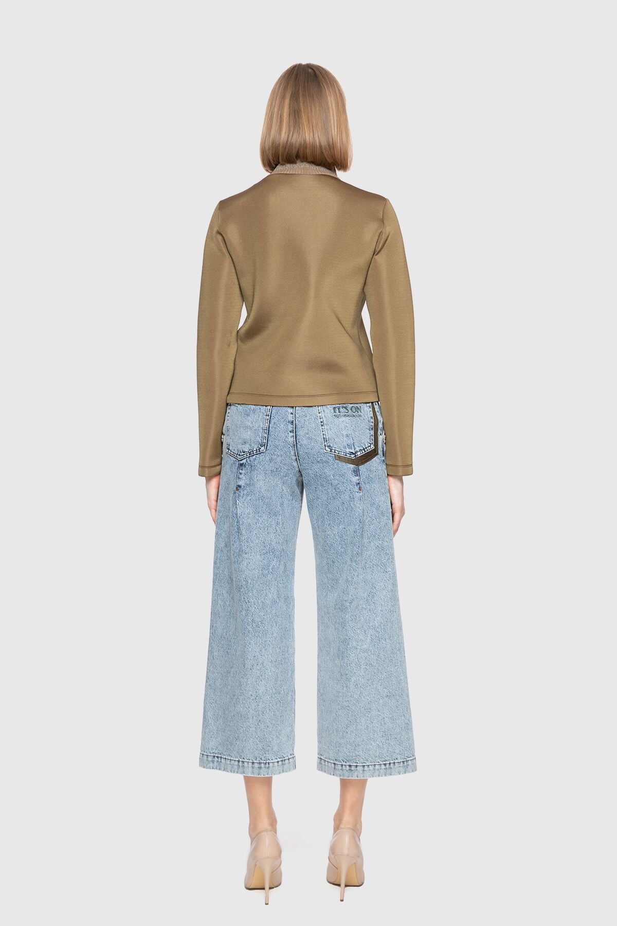 Yakası Triko Cep Kapakları Yağmurluk Garnili Sweatshirt