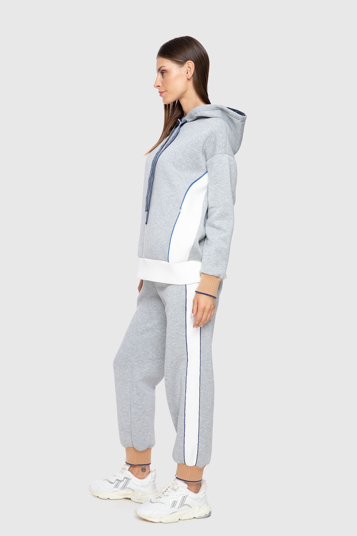 Triko Bant Detaylı Kapüşonlu Sweatshirt