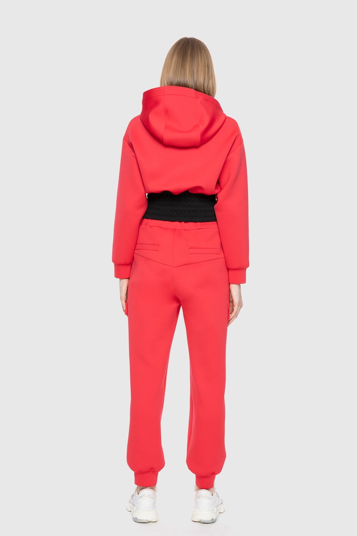 Korse Detaylı Kapüşonlu Baskılı Sweatshirt