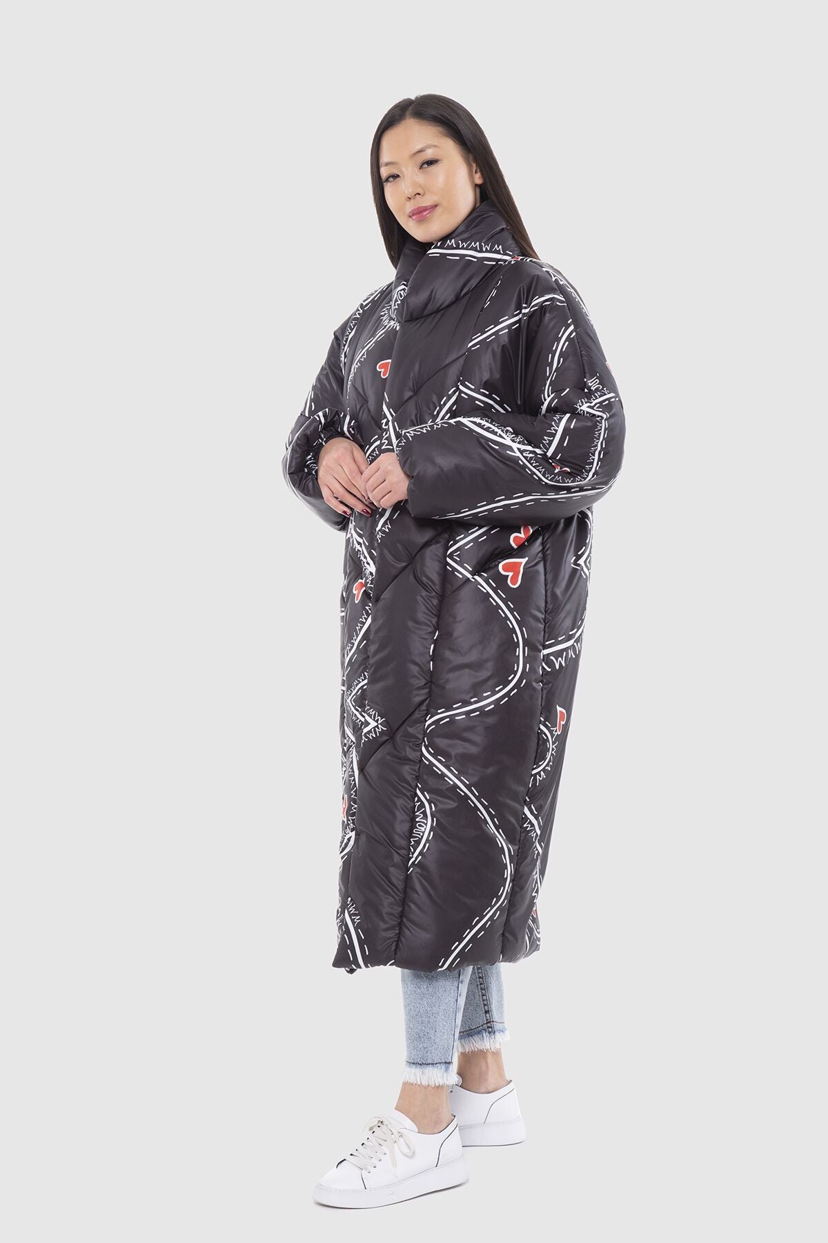 Kalp Baskılı Elyaf Mont