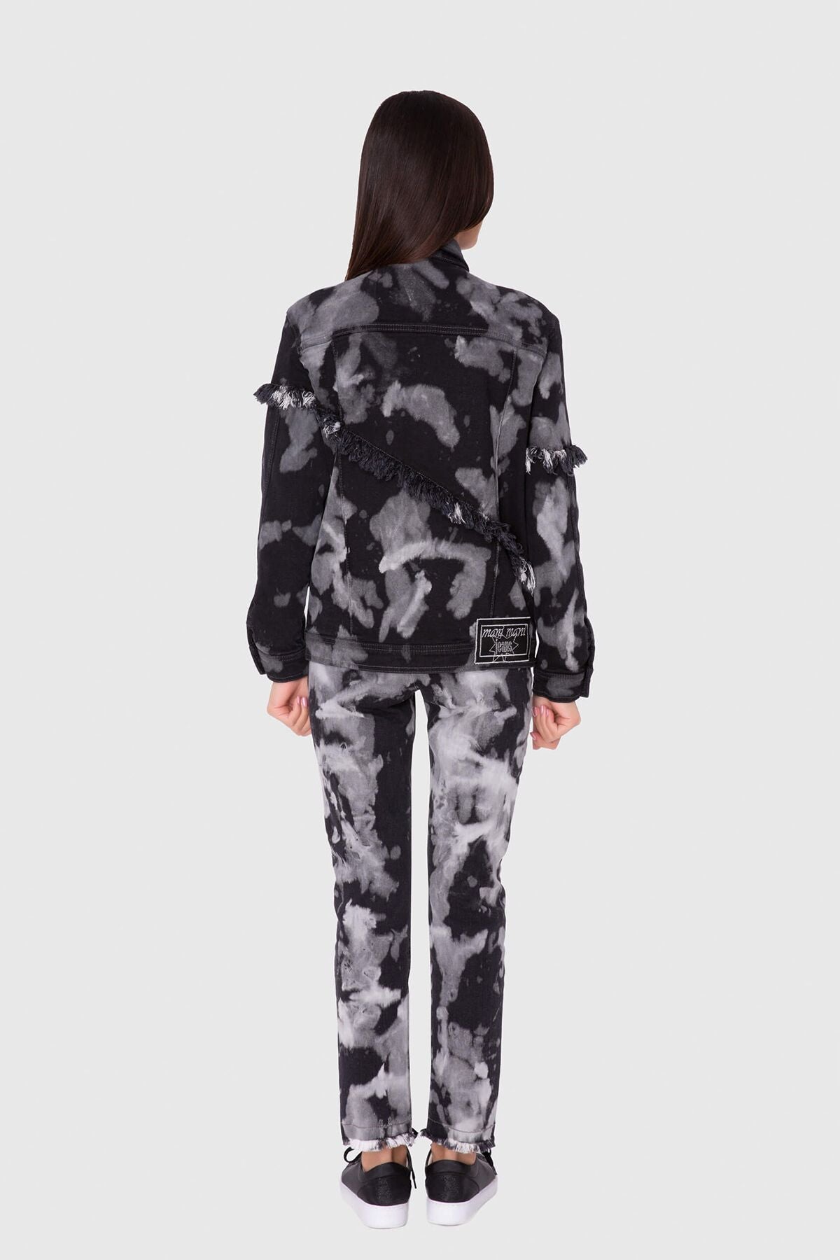 Jakronlu Ve Kontrast Batik Yıkamalı Jean Ceket