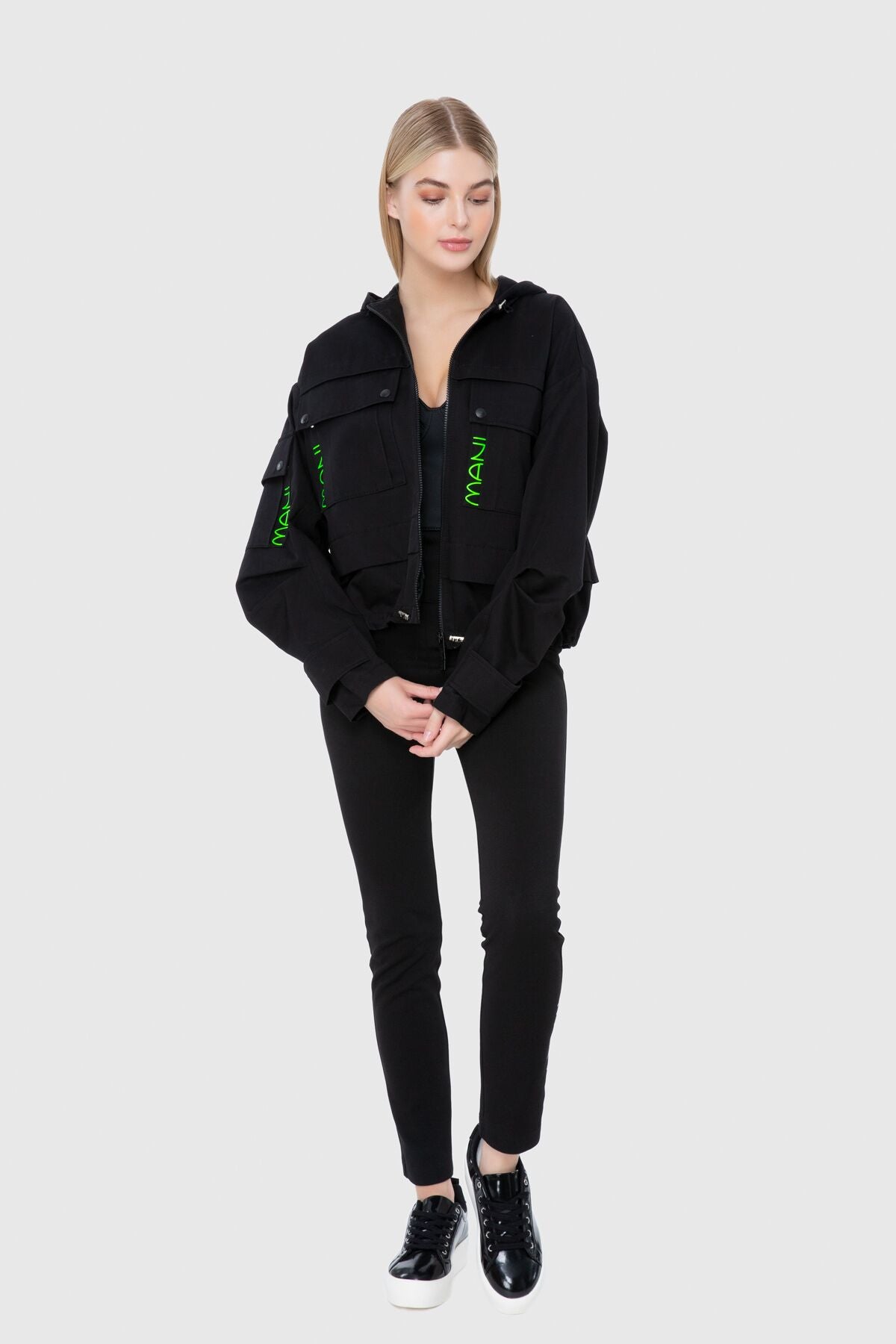 Baskı Detaylı Fermuarlı Sweatshirt