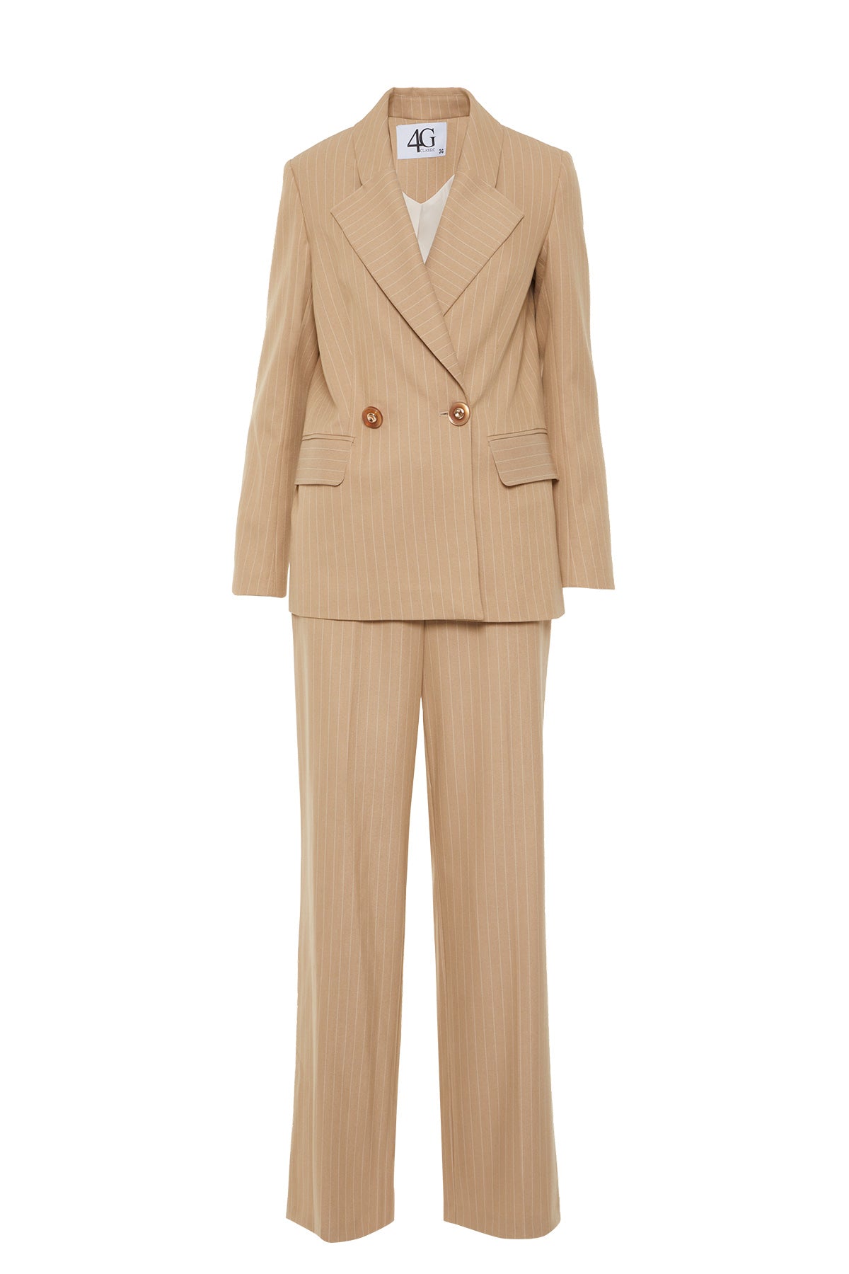 Korseli Blazer Ceketli Çizgili Takım