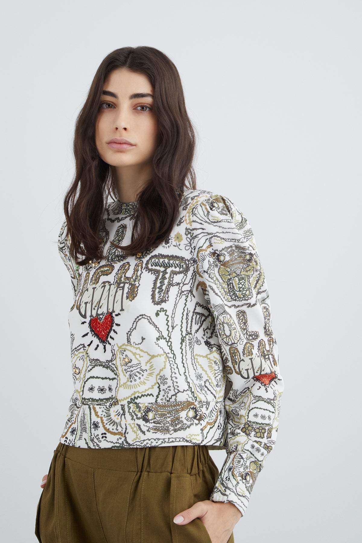 Desenli İşlemeli Sweatshirt