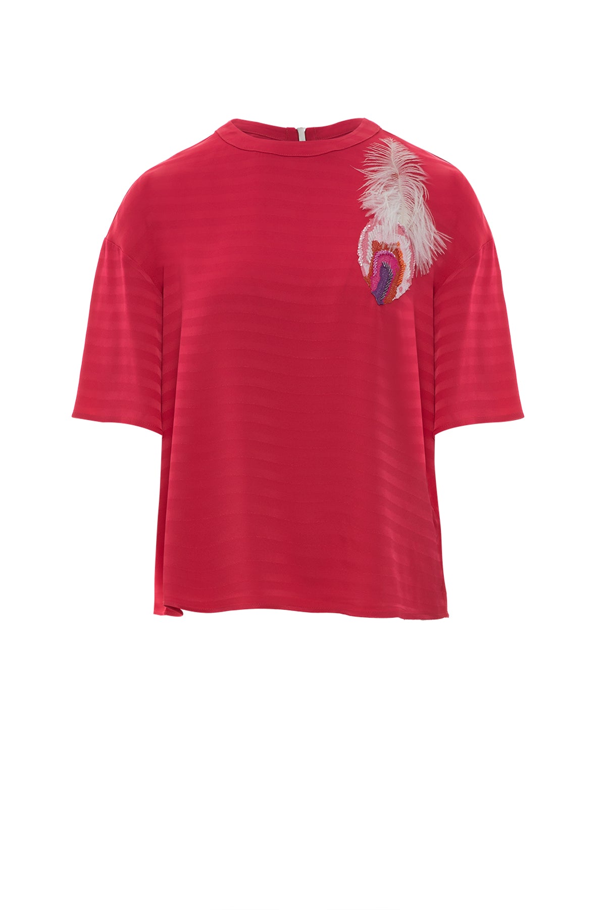 Tüylü Nakış Detaylı Basic T-shirt