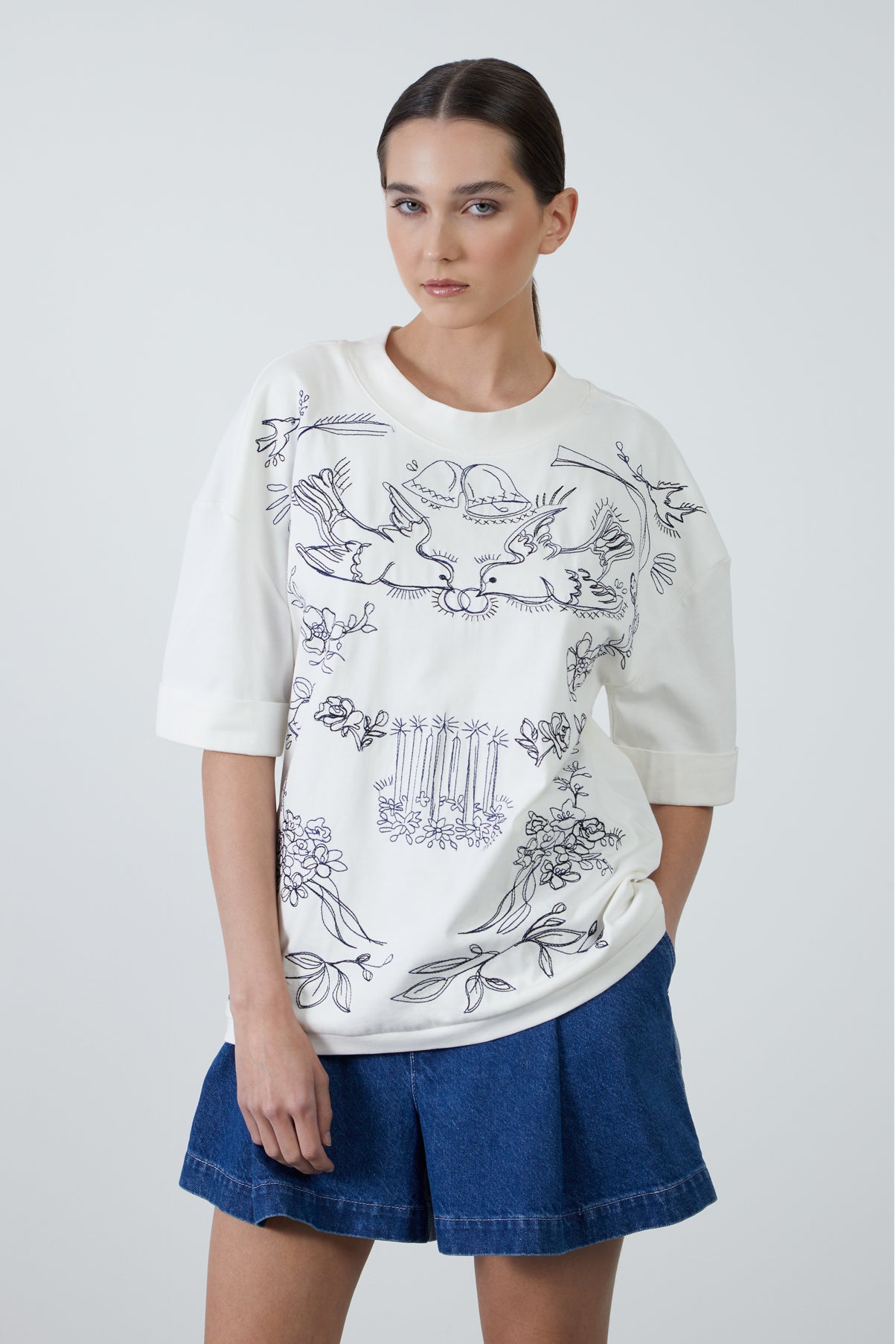 Kuş Baskılı Tshirt