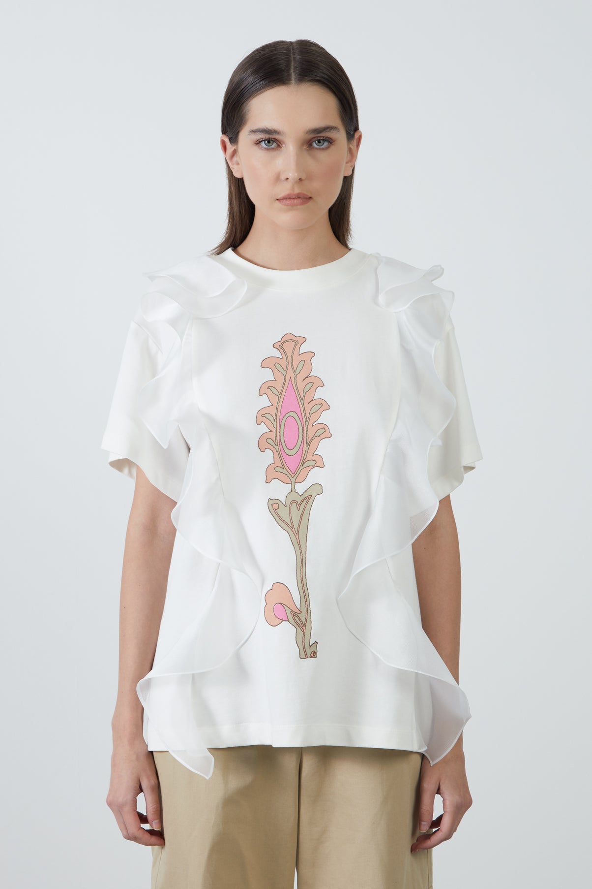 Önü Baskılı Basic Tshirt
