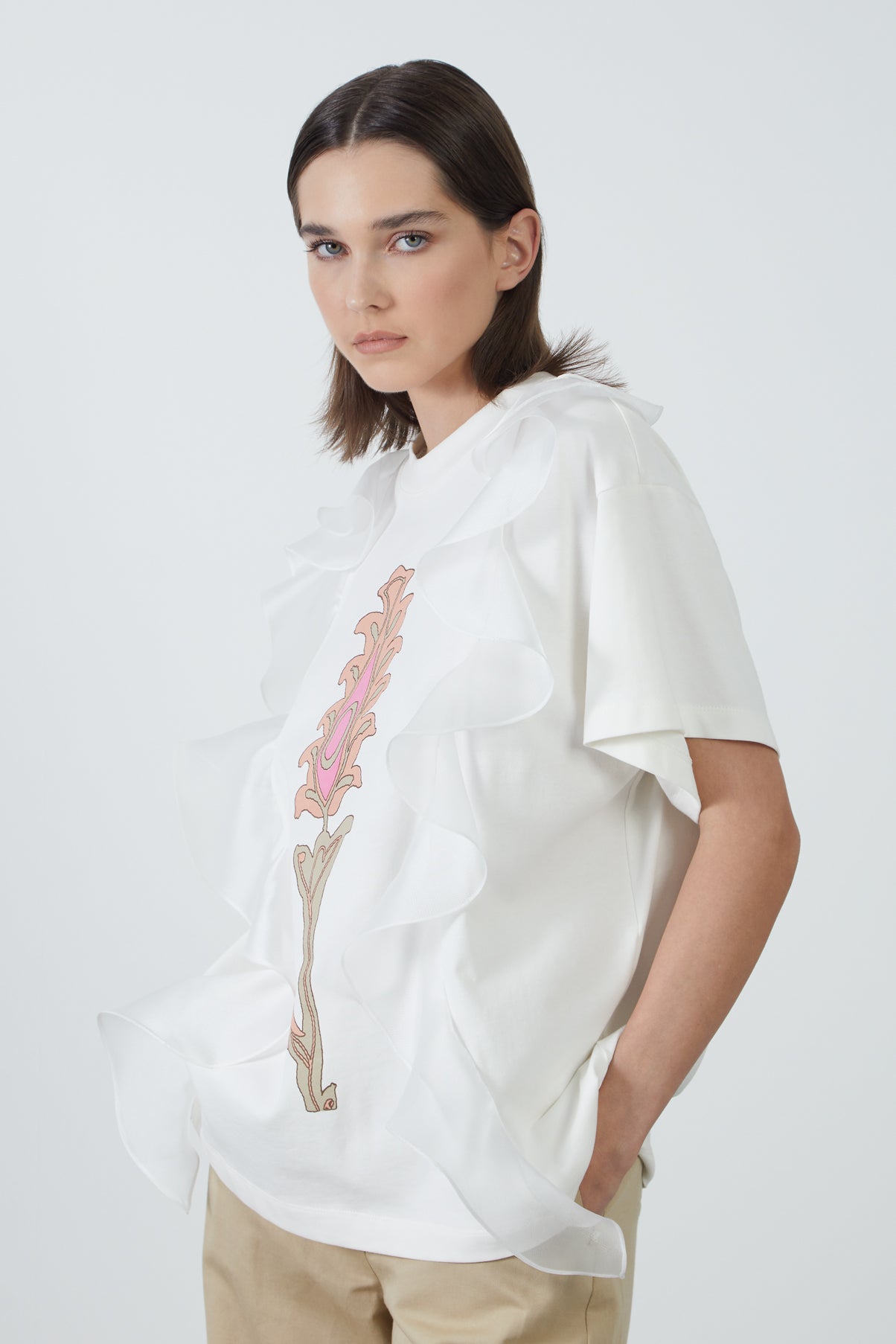 Önü Baskılı Basic Tshirt