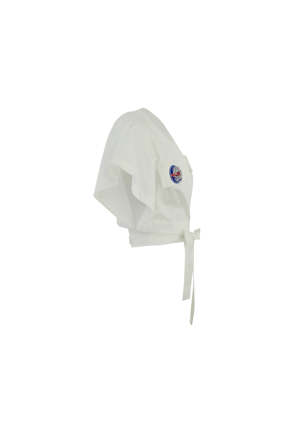 Nakış Armalı Bağlama Detaylı Poplin Crop