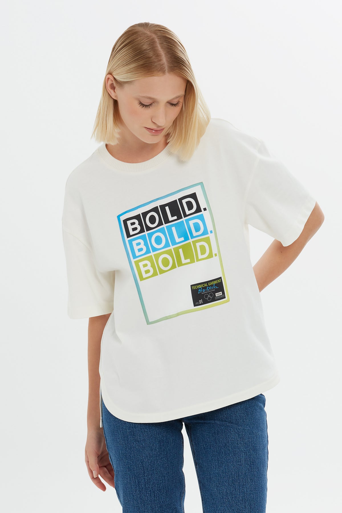 Slogan Baskılı Kısa Kollu Tshirt