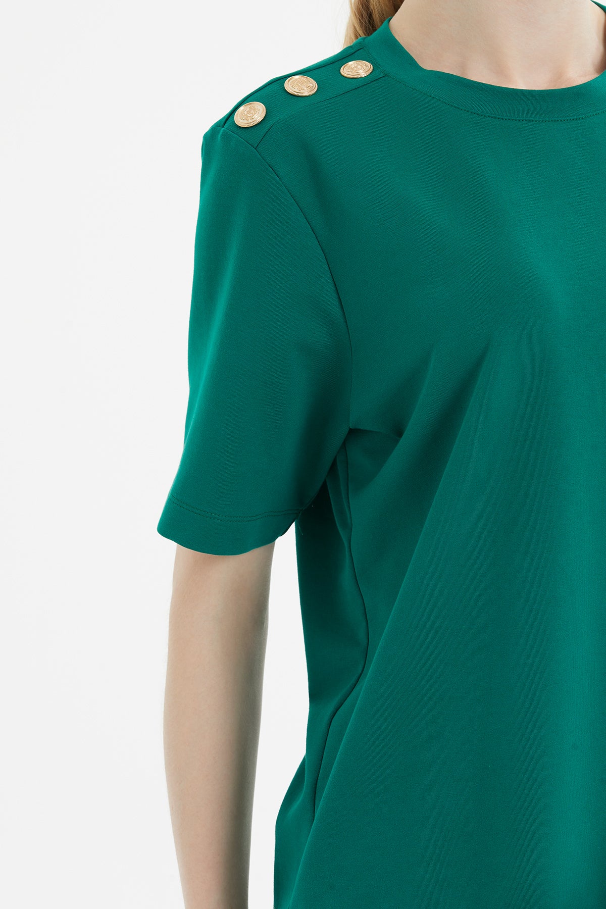 Çıtçıt Detaylı Kısa Kollu Beli Lastikli Spor Takım