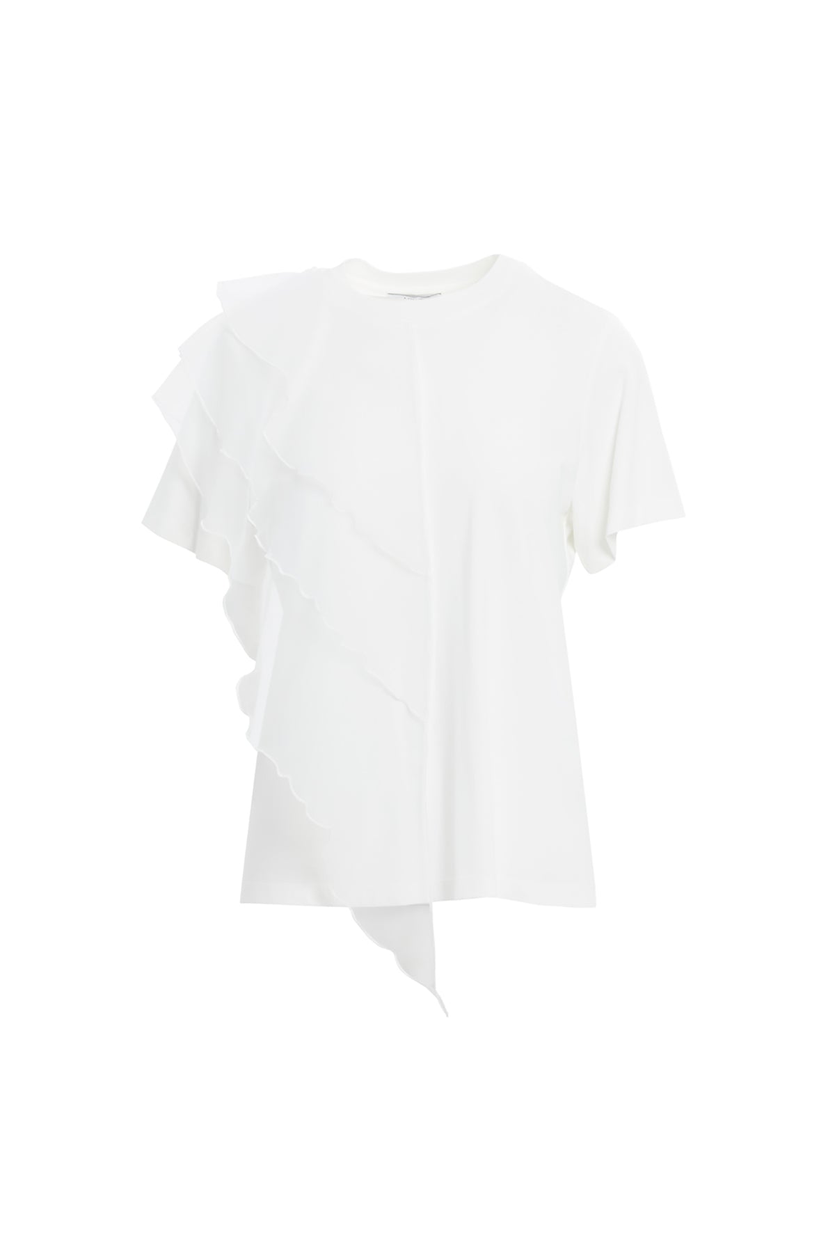 Omuz Tül Volan Detaylı Kısa Kollu T-shirt