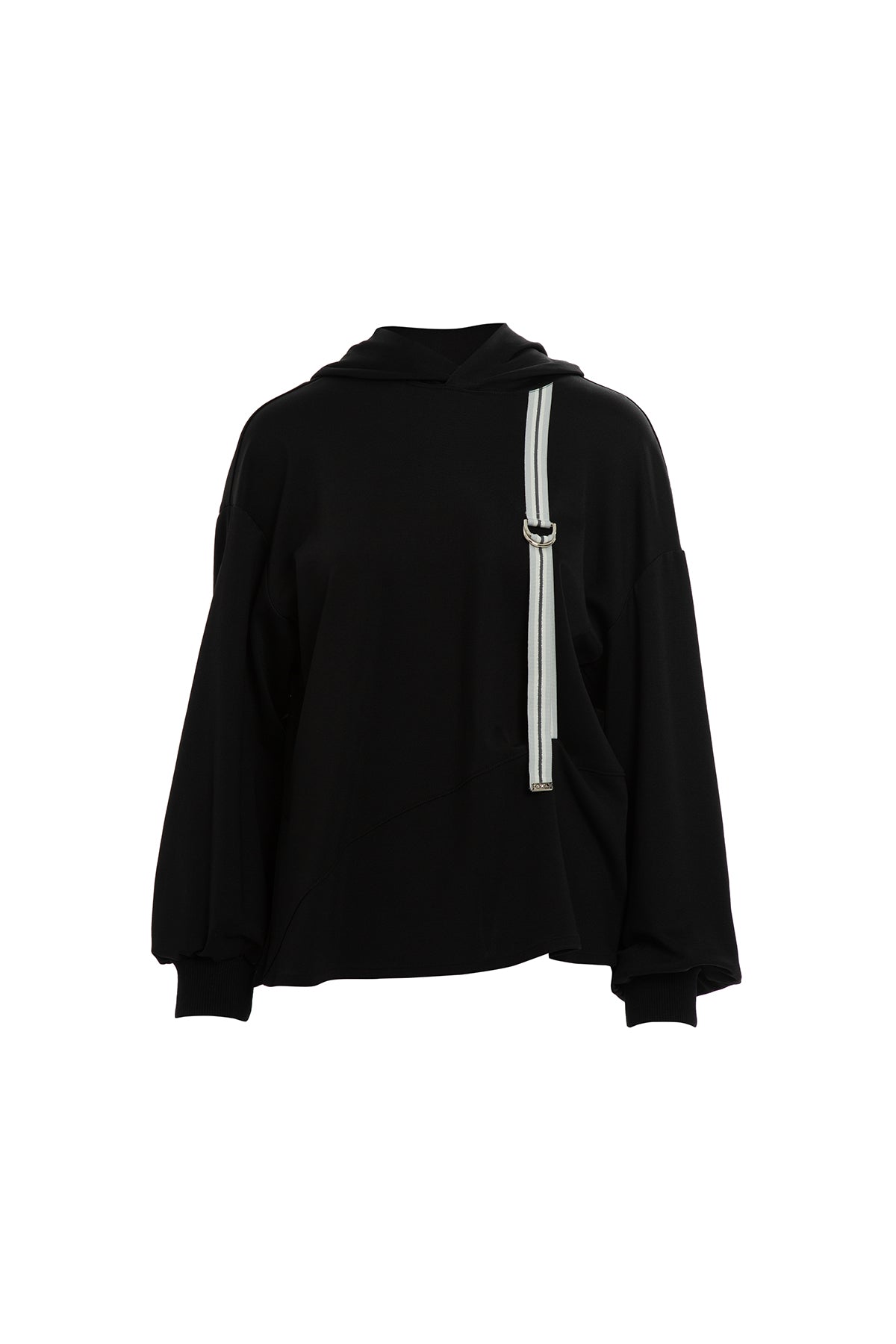 Büzgülü Kapüşonlu Uzun Kollu Sweatshirt