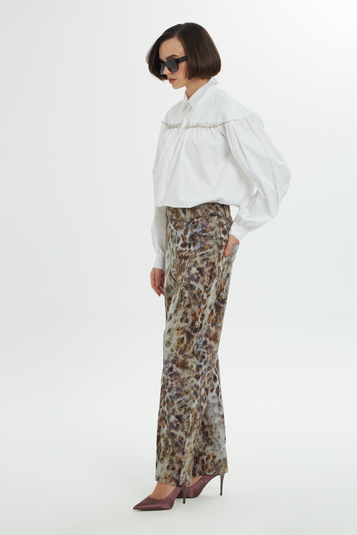 Leopar Desenli Rahat Kesim Pantolon